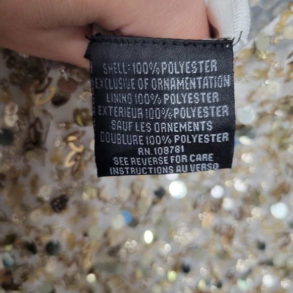 Aidan Mattox Gold & Champagne Sequin Beaded Sleeveless Mini Dress Size 8 - Picture 10 of 11